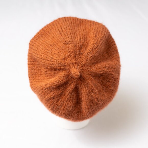 Terracotta Rose Hand Knit Baby Alpaca and Merino Wool French Parisian Beret main image 6